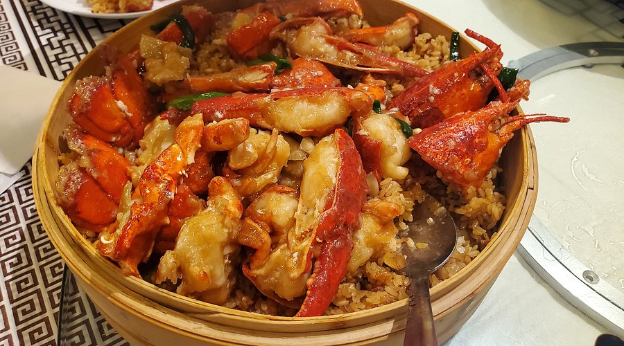 JM Seafood signature dishes Live Lobster with Ginger and Scallion, Dungeness Crab, Steamed Whole Fish, Salt and Pepper Prawns